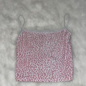 White and Pink Cheetah Tank Top